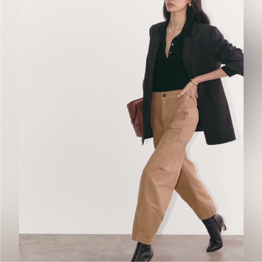 Everlane THE FATIGUE BARREL PANT in Toasted Coconut Tan NEW 16 Plus Linen Blend